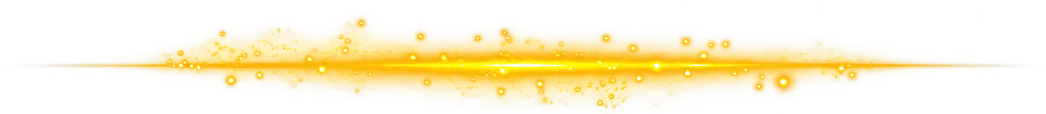 Golden sparkling light streak on black background